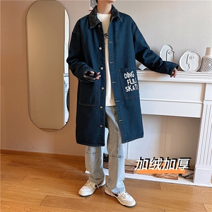FY5013J-P98限价138 M-5XL加绒羊羔绒中性风衣长款大码宽松过膝图片