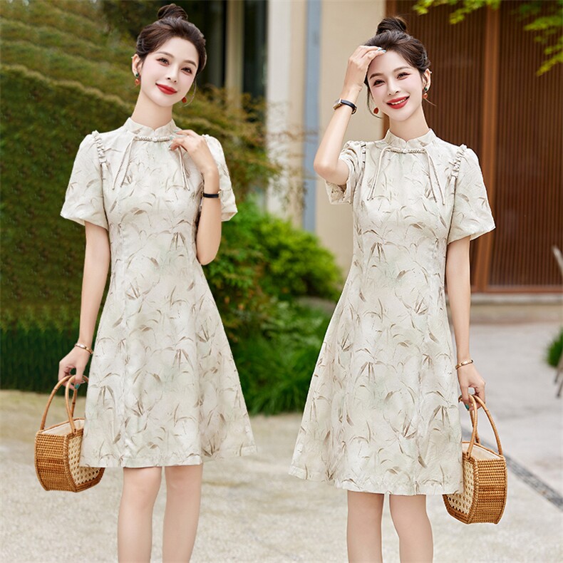 新中式国风连衣裙女装2024夏新款小个子高端妈妈气质改良旗袍裙子，女装连衣裙，姿衣坊