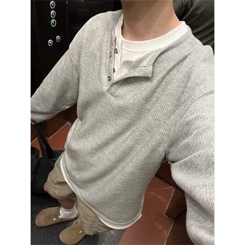 T428-P36假两件毛衣男秋季cleanfit撞色拼接领学院风设计感,男装T恤,电商B323A