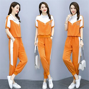 休闲时尚运动服套装2025新款女装夏款妈妈短袖漂亮减龄洋气两件套,女装套装/套裙,韩宇舍