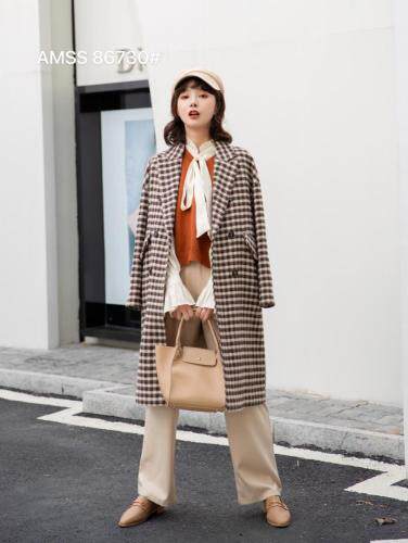 格子大衣，女装，AMSS 艾玛莎莎
