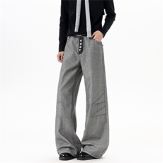 【现货】春装N63-P50控98反穿主义牛仔裤宽松直筒裤排扣装饰，男装牛仔裤，电商B335