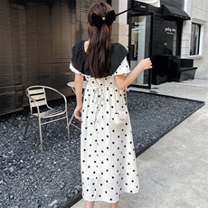出货荷叶方领波点连衣裙款号22025P110K168，女装连衣裙，浙宝276（原081）