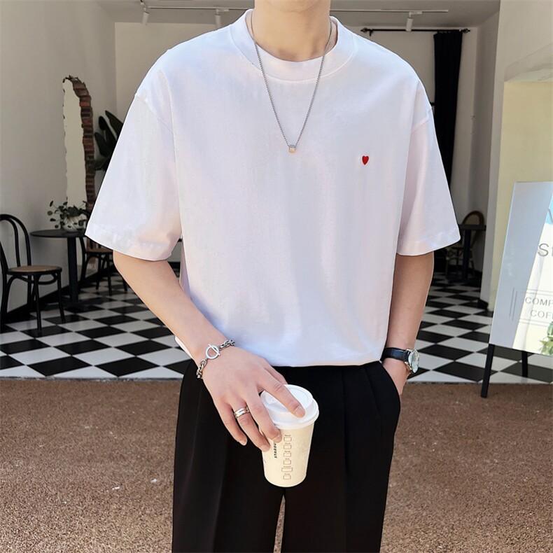直播店主风夏纯色百搭爱心T恤短袖社会小伙A236-23367-P50,男装T恤,电商A236