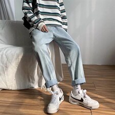 牛仔裤男宽松直筒ins韩版潮牌学生休闲裤N201P33图片