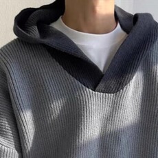 网络图，连帽男士2025新款高级感复古针织衫XZ302B-1-M5739P55，男装针织衫/毛衣，星座302B-1