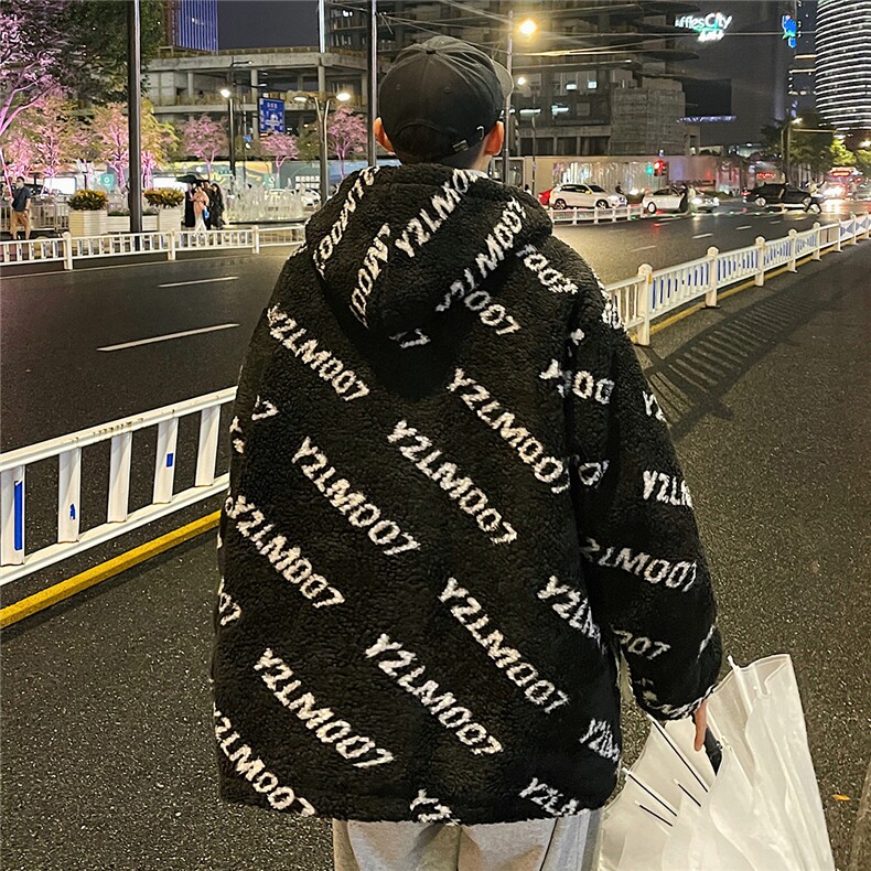港风定制LOGO羊羔毛棉衣大码M-5XL连帽棉衣外套男78710P105控148,男装棉衣,星座226-1