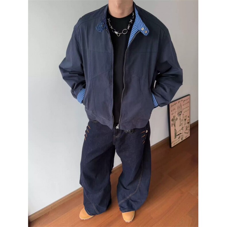 解构拼接格子立领夹克JK0152-P70,男装夹克,星座313A(原308A-2)