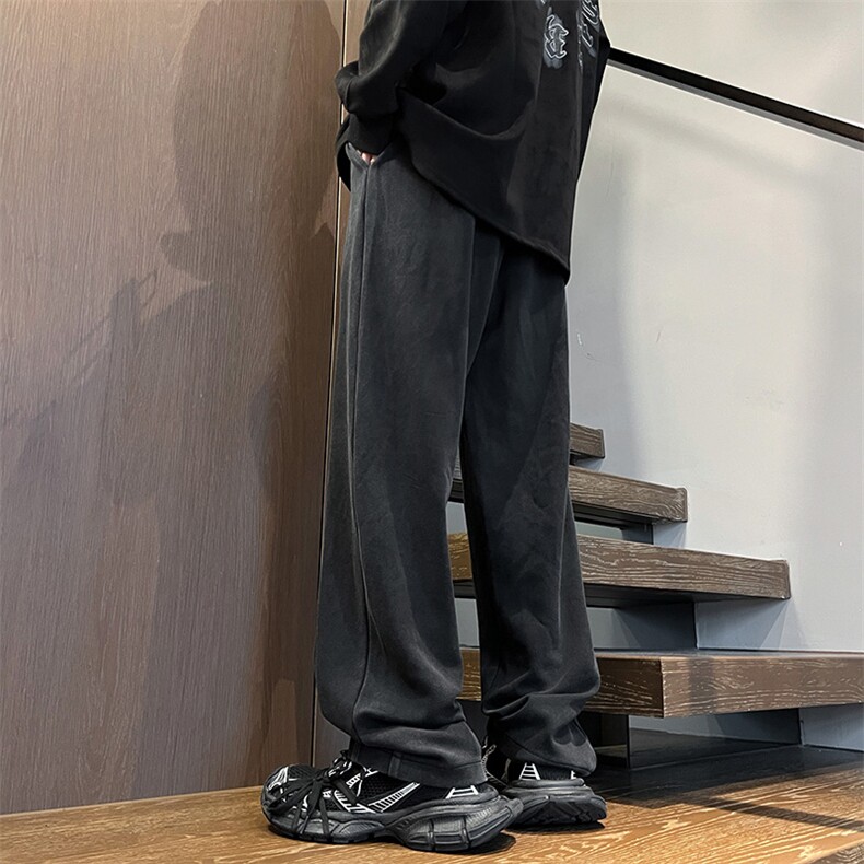 港风秋冬重工绣花华棉拖地裤宽松休闲长裤男K23313-P55,男装休闲裤,星座717