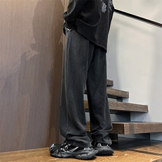 港风秋冬重工绣花华棉拖地裤宽松休闲长裤男K23313-P55，男装休闲裤，星座717