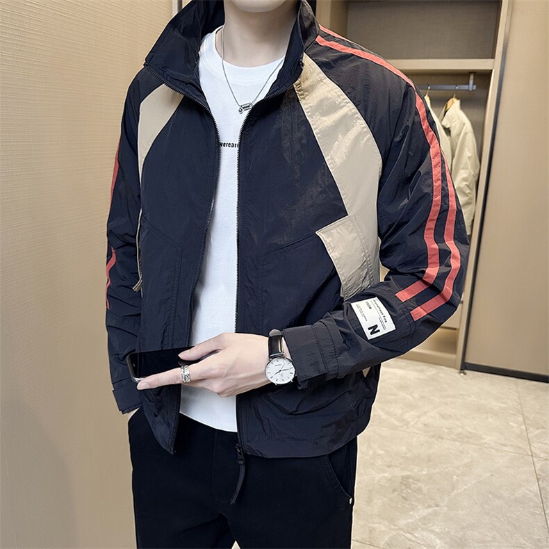 男双杠设计外套上衣工装立领拼色夹克DS-A329-FL2318-P80,男装夹克,电商A329