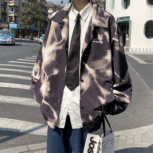 春秋季美式高街男潮牌外套西海岸hiphop嘻哈扎染夹克 W3794-P48图片