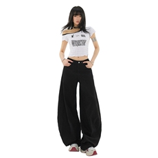 美式高街牛仔弯刀裤女春夏高腰宽松显瘦百搭潮流阔腿裤YD9001-P65，男装休闲裤，星座509