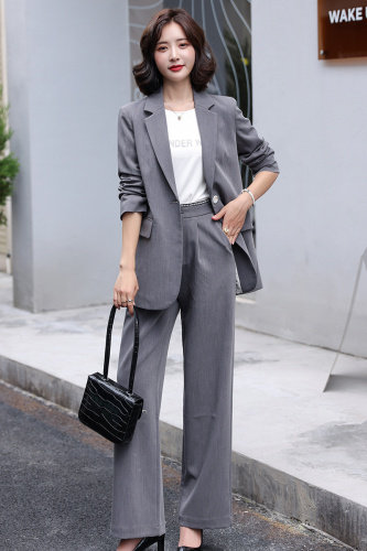 灰色西装外套女职业套装韩版秋2021新款气质小西服女雅佳俏319#,女装西装,雅佳俏