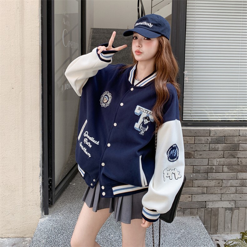 现货春秋转新款贴标刺绣上衣夹克棒球服女潮182-8661P140K198,女装短外套,浙宝182A