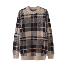 2024秋季新款长袖圆领拼色套头衫通勤百搭35%羊绒，男装羊绒套衫，绒誉暖羊绒