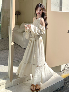 法式复古露肩连衣裙女2025夏季新款RF2C290-6829#-P165-K255图片
