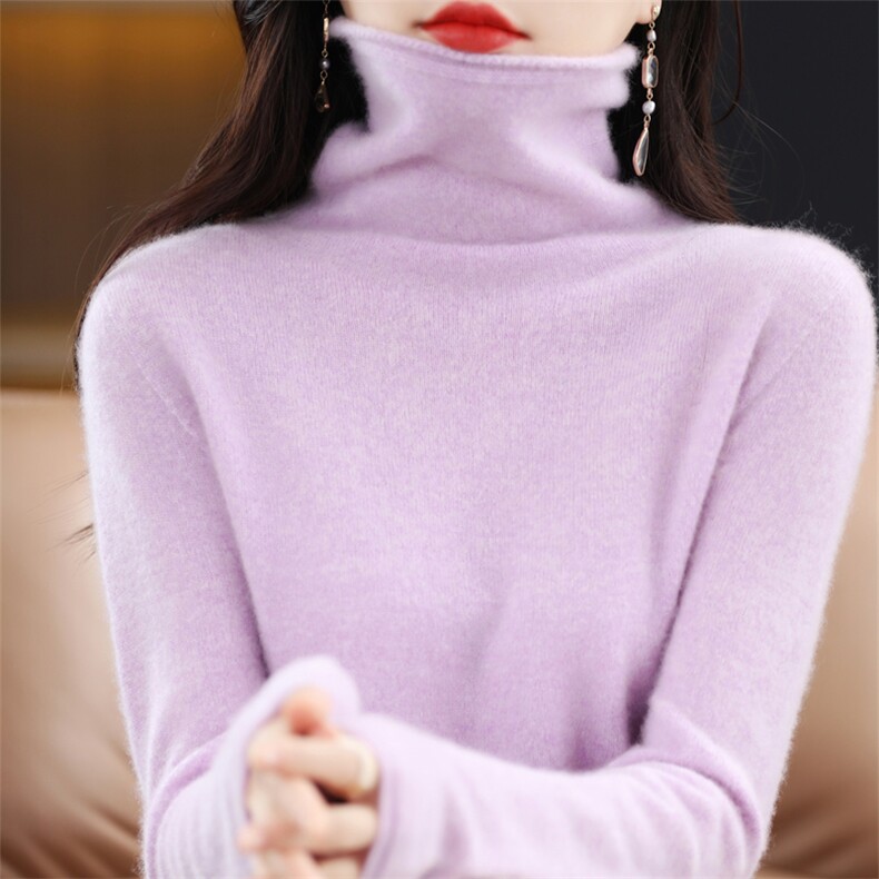 羊毛衫女堆堆领秋冬季内搭毛衣洋气高领上衣针织打底衫,女装羊毛衫,大美人高端店