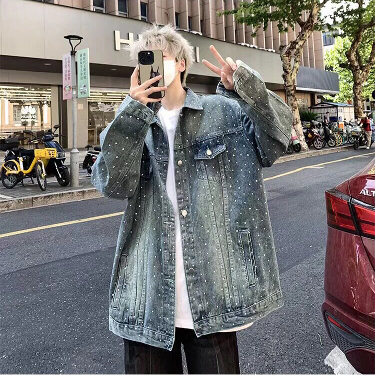 秋季款-重工原版高品质J26#满天星牛仔夹克外套蓝色黑色S-3XLP90,男装夹克,星座506A