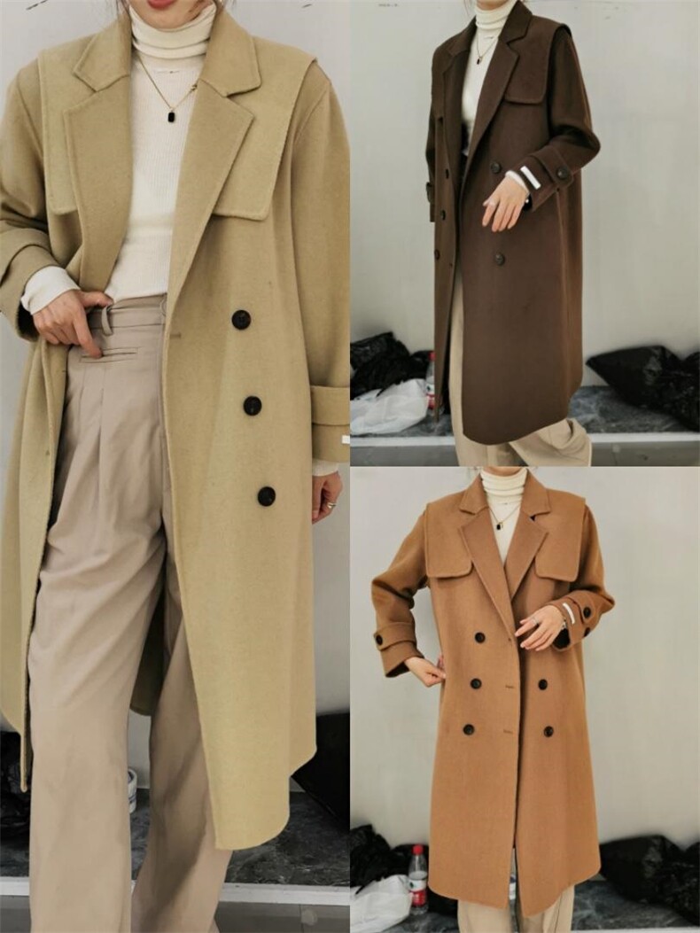 2021秋冬修身显瘦海军领双面羊绒大衣，其它，时戴衣人