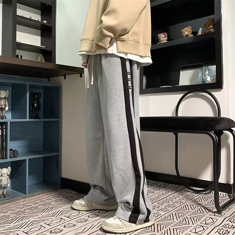 华夫格秋季美式vibe风阔腿裤子男高街潮牌hiphop坠感裤AK692-P38,男装休闲裤,星座1008-1