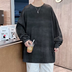 港风文艺纯色长袖T恤复古百搭打底衫，男装T恤，星座716-4