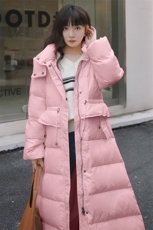 2025年明星同款收腰百搭时尚白鸭绒过膝羽绒服2C220L209P275K389，女装羽绒服，2C220