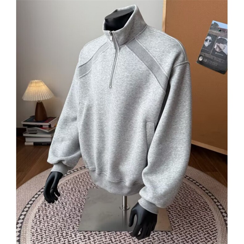 新款男纯色长袖T恤衫宽松情侣上衣休闲立领打底衫513AWY2691P40,男装T恤,星座513A