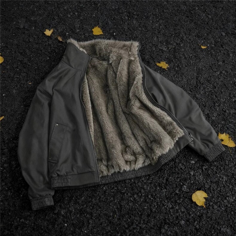 网图原品质两面穿水洗鱼骨纹牛津帆布银蓝狐座山雕外套S530特118，女装短外套，电商A233-1