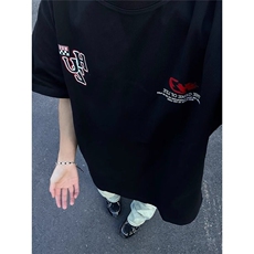 高品质纯棉短袖-宽松落肩款-白墨印花尺码:M-3X，男装T恤，星座506A