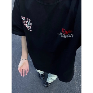 高品质纯棉短袖-宽松落肩款-白墨印花尺码:M-3X图片