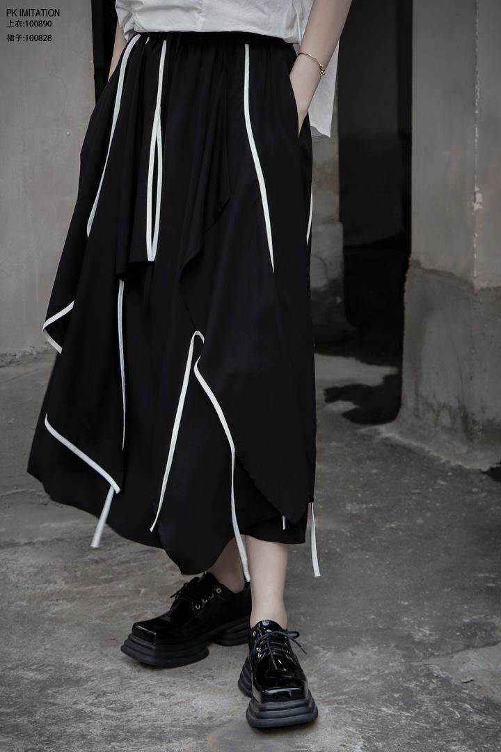 现货：黑白条下身裙.设计款，其它，拒绝模仿