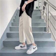夏季坠感小西裤男九分裤韩版潮流宽松直筒休闲裤女西装裤X03-P35图片