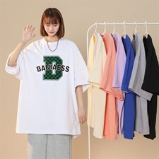 中性风2022夏季设计感字母棋盘格印花情侣T恤T1085P25控38，女装T恤，A247A