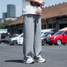 夏季新款冰丝裤子男时尚薄款宽松直筒垂感休闲长裤男K232/P55，男装休闲裤，电商A008