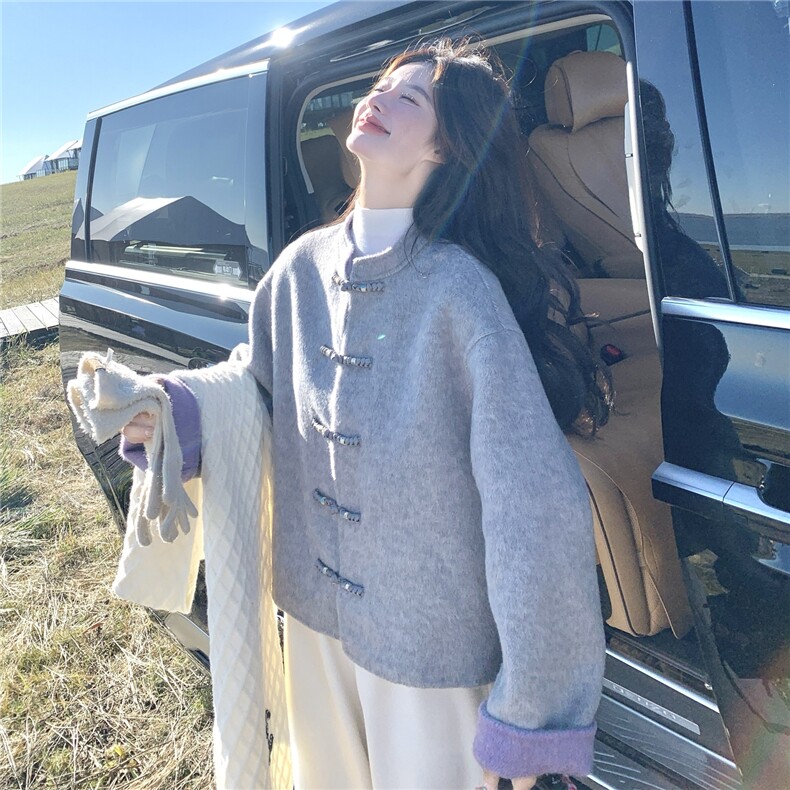 现货主推风双面呢大衣女外套P265-K365,女装羊绒大衣,2B142