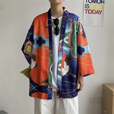 仙鹤龙港风日系潮外套防晒服和服开衫薄款半袖道袍防晒衣 F12/P40图片