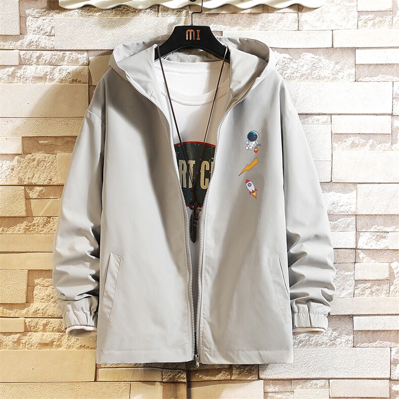 JK65165-P45 连帽夹克男大码胖子棒球服上衣外套 砖墙挂拍图片