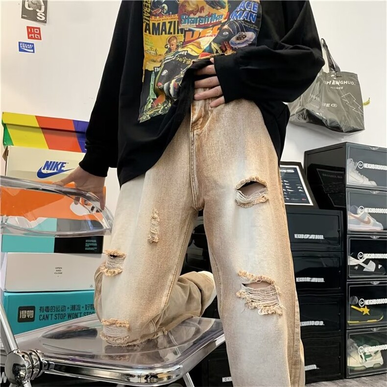 牛仔裤男秋季潮大码休闲裤子高街NT285P45,男装牛仔裤,星座1116-2