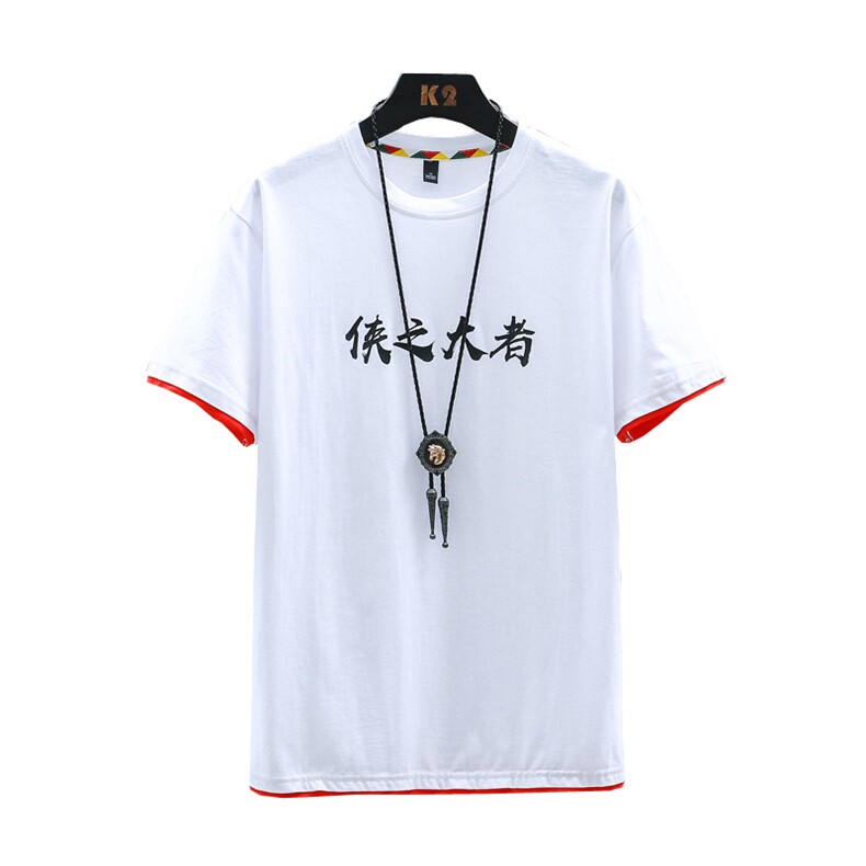 95%棉5%氨纶夏季青少年文字印花圆领短袖男国潮T恤A158-D05,男装T恤,星座310B-3