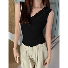 春秋季新款v领蕾丝吊带背心女大码修身外穿内搭百搭打底无袖上衣，男装背心/马甲，星座506A