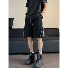 休闲短裤男士韩版潮流字母拼色高街帅运动裤2024五分裤K6197-P34，男装休闲裤，星座412-3
