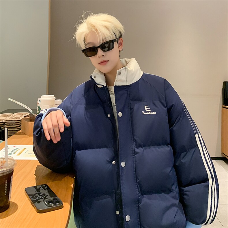 美式拼接棉服男冬季新款宽松立领面包服小个子棉衣外套8857/P105,男装棉衣,星座506