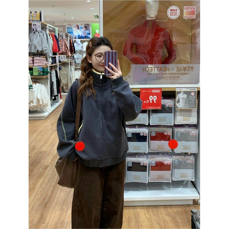 网图美式哈苏线运动外套男女情侣款2026春季新款开衫卫衣特P68,女装短外套,电商C306-1