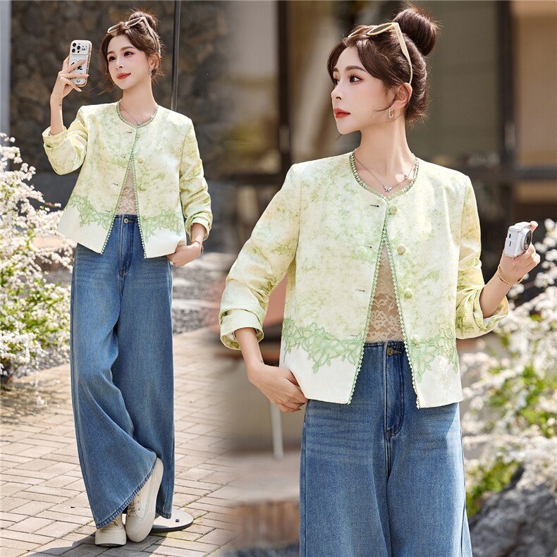 现货现货2026年春季新中式外套，女装短外套，伊仟回