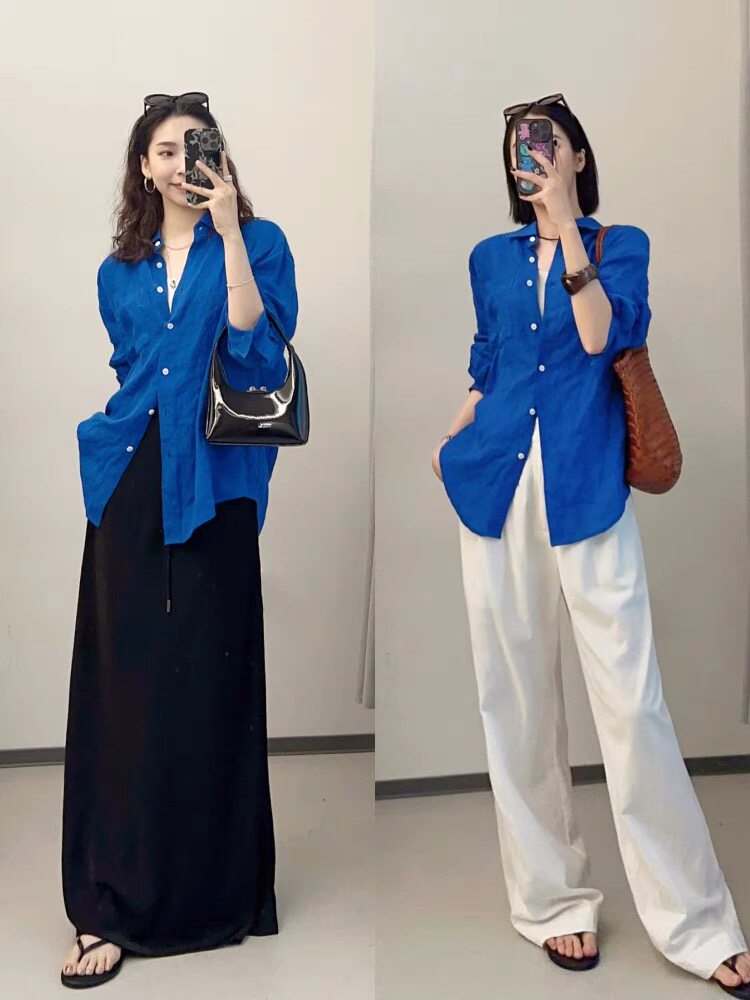 2025宽松休闲衬衣防晒衣同款棉麻材质，女装衬衫，织己羊绒