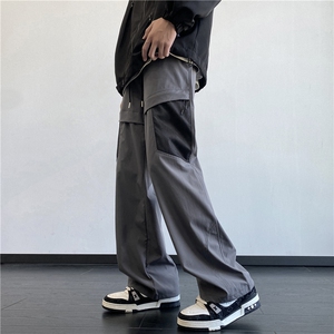 机能风裤子男款春秋季美式户外拼接网眼口袋休闲裤高街痞帅登山裤图片