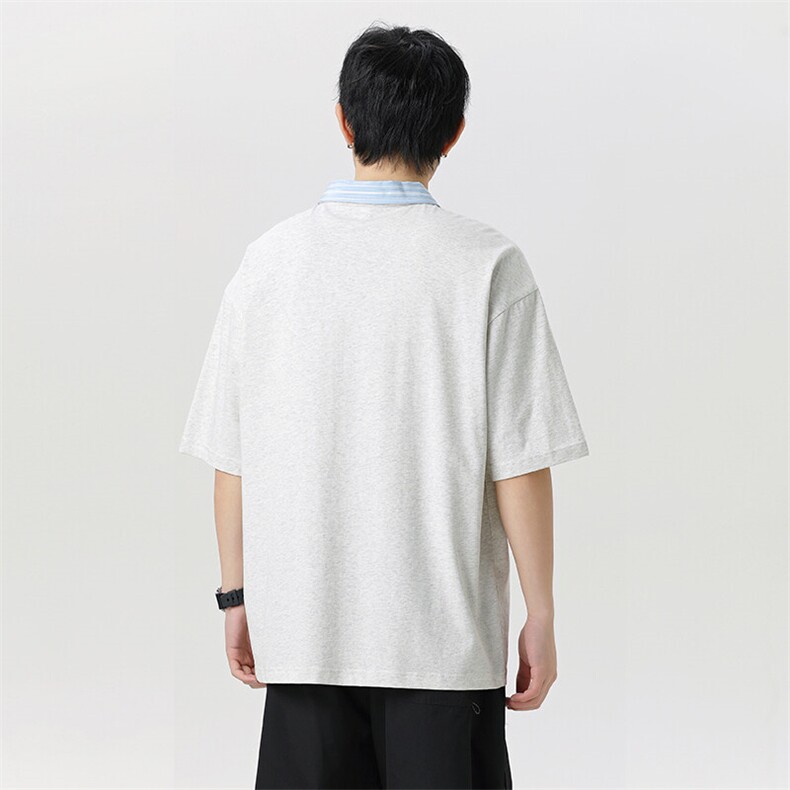 2025无影墙印花美式竖条纹衬衫领拼接翻领短袖T恤TC3191-01-P30,男装T恤,星座717