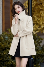 盘扣双面羊绒大衣女2024秋冬新款爆款时尚减龄欧货小个子毛呢外套，女装双面呢大衣，琦鑫阁（原依鑫阁）