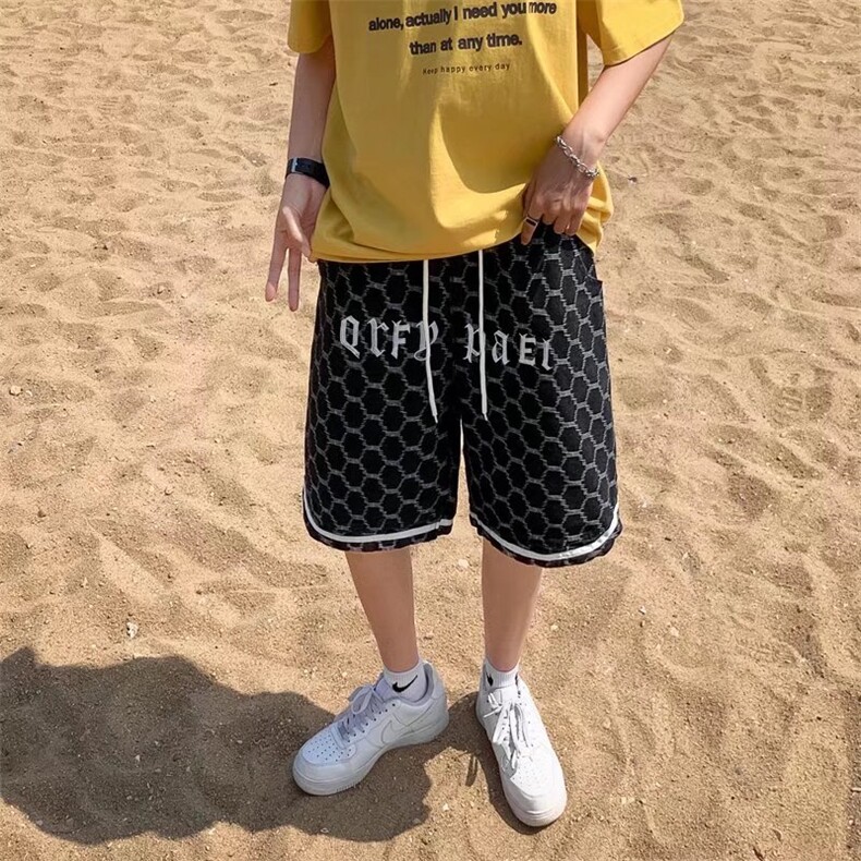 高街男夏季五分裤莽纹刺绣牛仔短裤N208P38,男装牛仔裤,星座1116-2